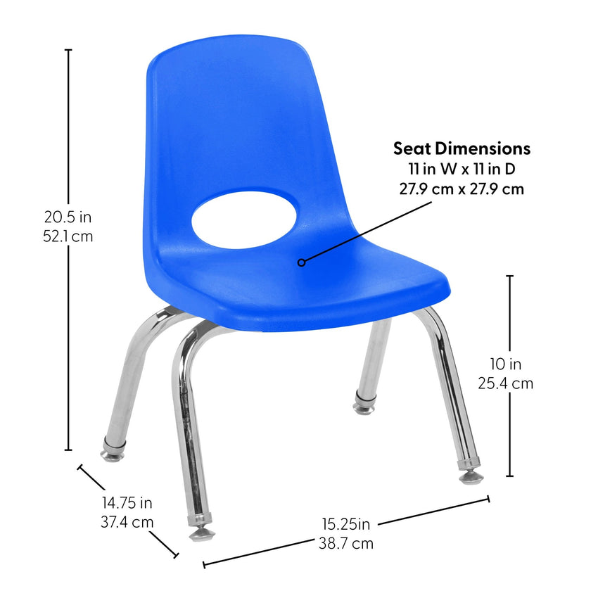 FDP Stackable School Chair, Chrome Legs, Swivel Glide - 10" Seat Height Assorted (FDP - 10358 - AS) - SchoolOutlet