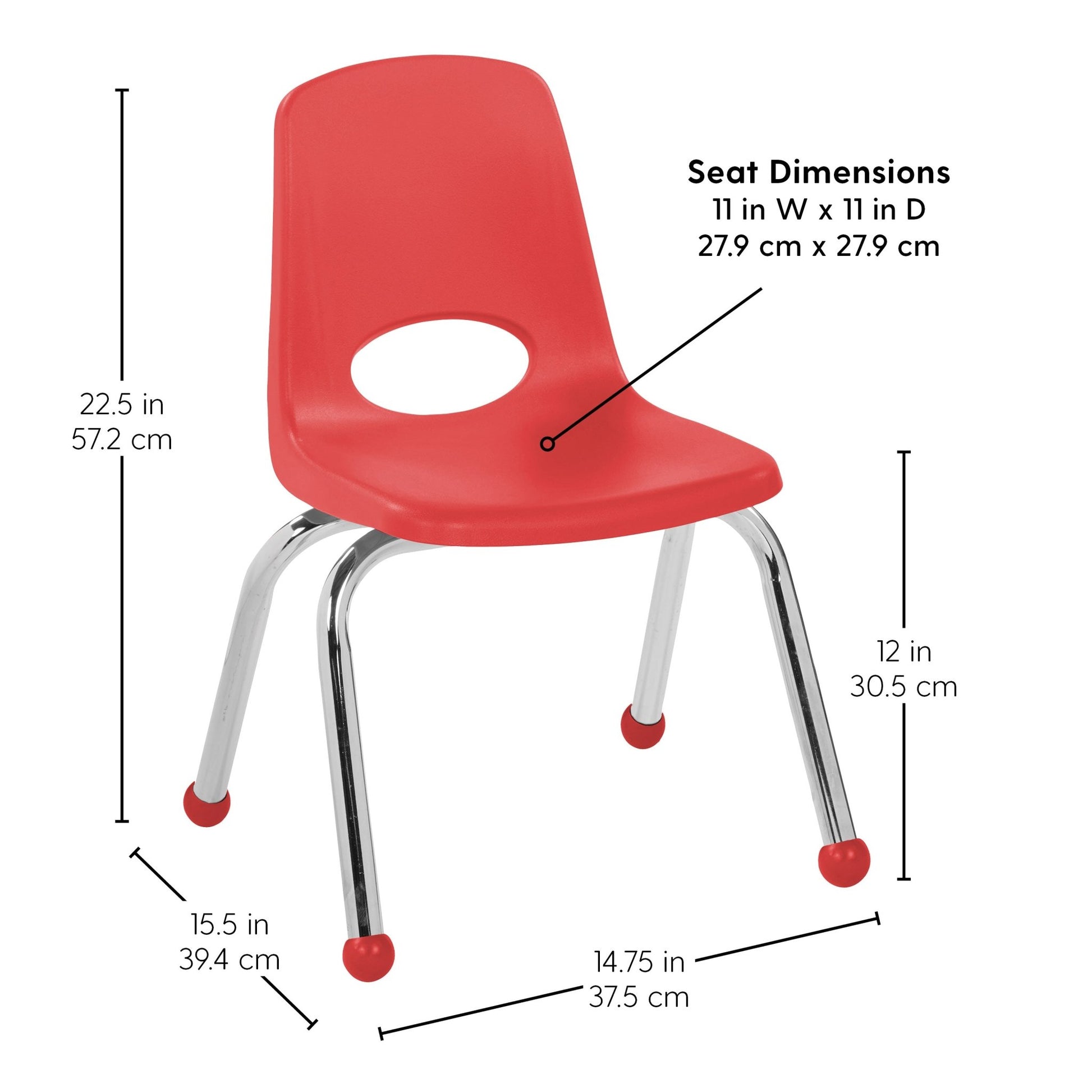 FDP Stackable School Chair, Chrome Legs, Ball Glide - 12" Seat Height Assorted (FDP - 10361 - AS) - SchoolOutlet