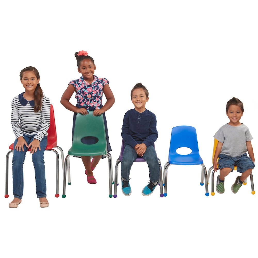 FDP Stackable School Chair, Chrome Legs, Ball Glide - 12" Seat Height Assorted (FDP - 10361 - AS) - SchoolOutlet