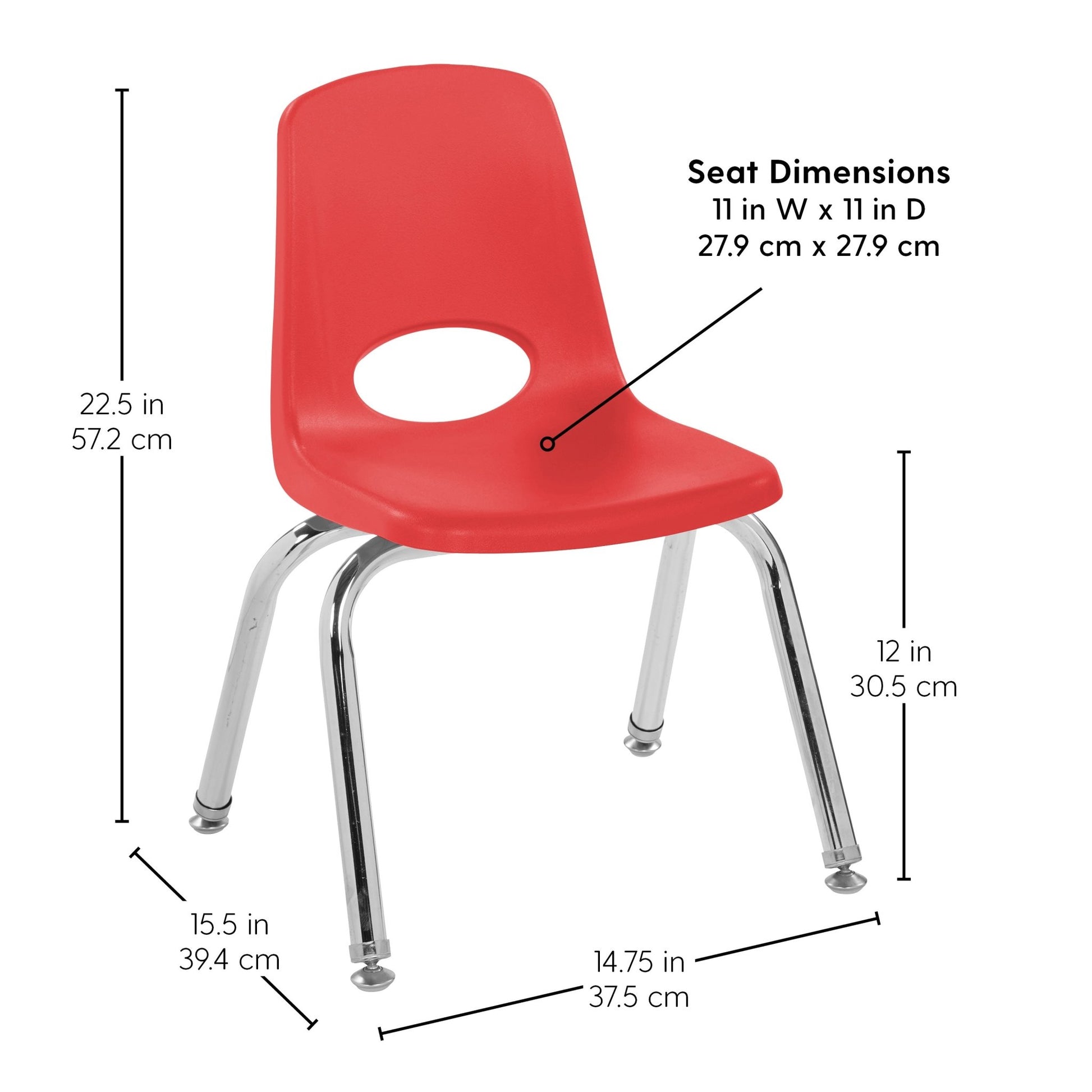 FDP Stackable School Chair, Chrome Legs, Swivel Glide - 12" Seat Height Assorted (FDP - 10362 - AS) - SchoolOutlet