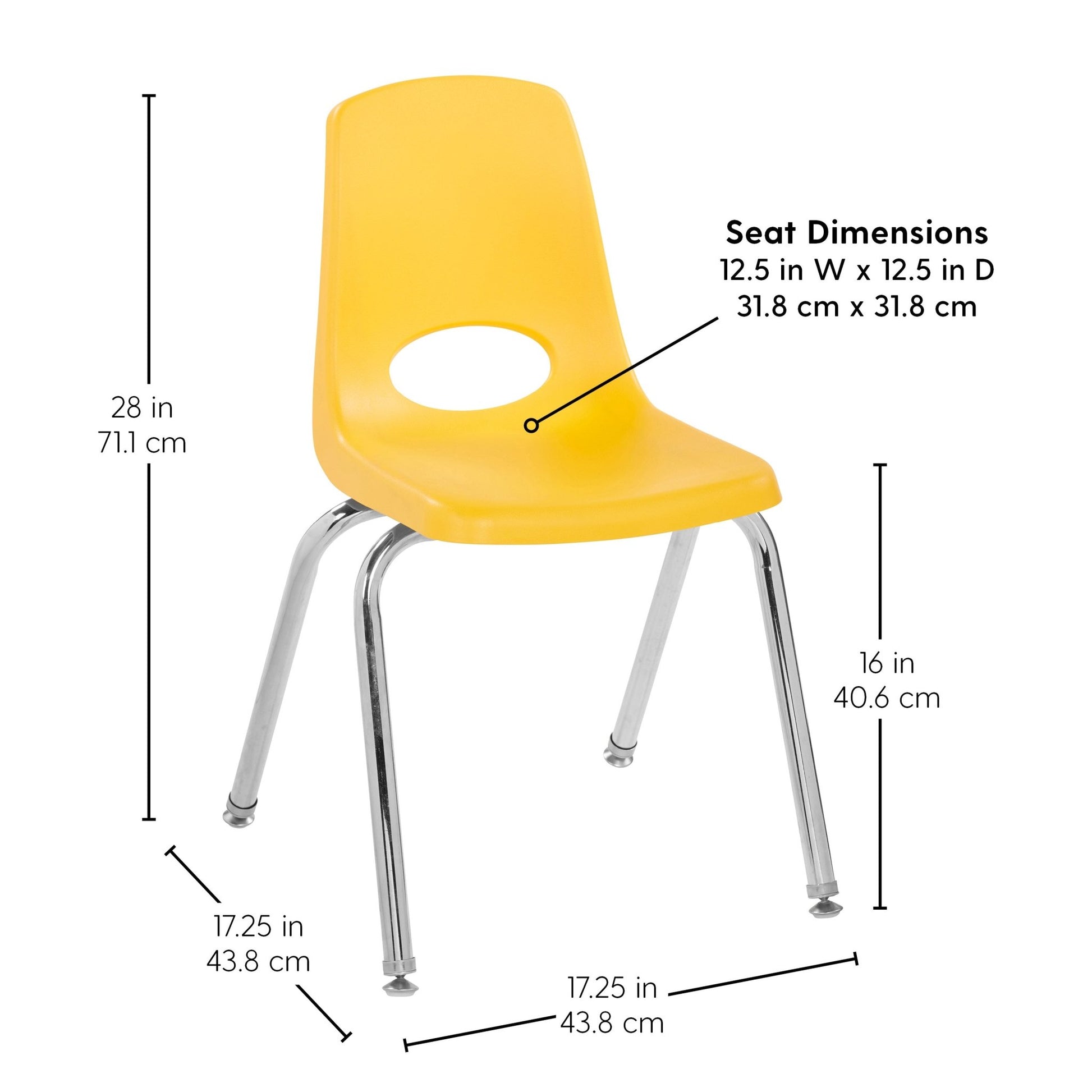 FDP Stackable School Chair with Swivel Glides - 16" Seat Height (FDP - 10370) - SchoolOutlet