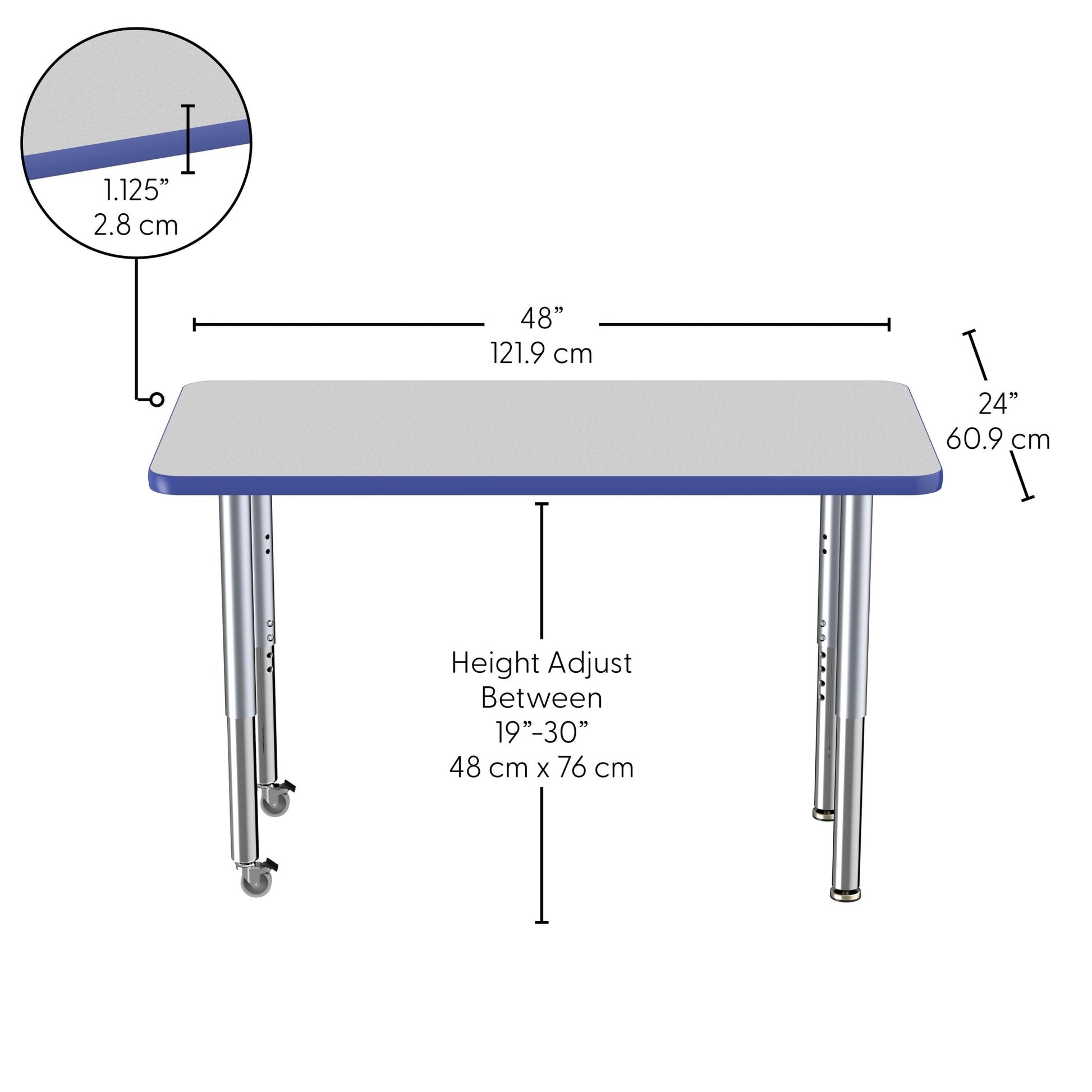 FDP 24" x 48" Rectangle Thermofused Activity Table with Adjustable Super Legs (FDP - 12065 - XX) - SchoolOutlet