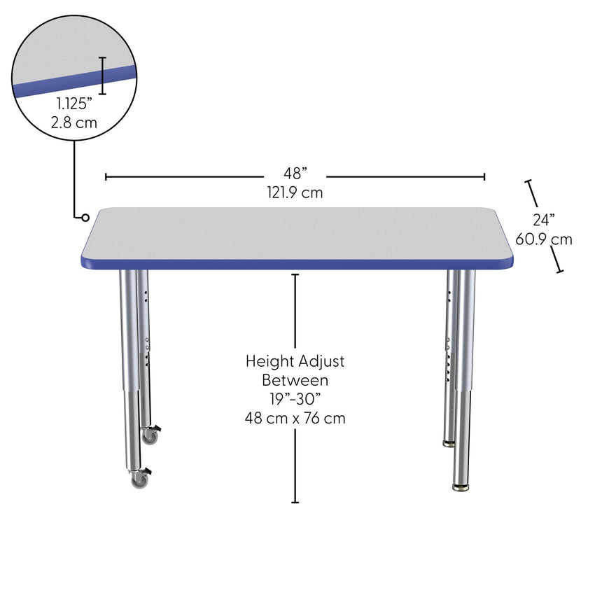 FDP 24" x 48" Rectangle Thermofused Activity Table with Adjustable Super Legs (FDP - 12065 - XX) - SchoolOutlet