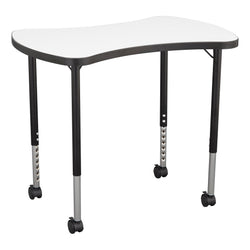 FDP 23" x 35" Bowtie Collaborative Dry-Erase Activity Table with Adjustable Mobile Legs (FDP-12219-XX)