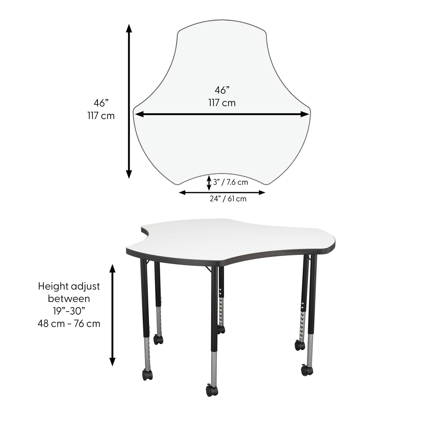 FDP 46" Cog Collaborative Dry - Erase Activity Table with Adjustable Mobile Legs (FDP - 12220 - XX) - SchoolOutlet
