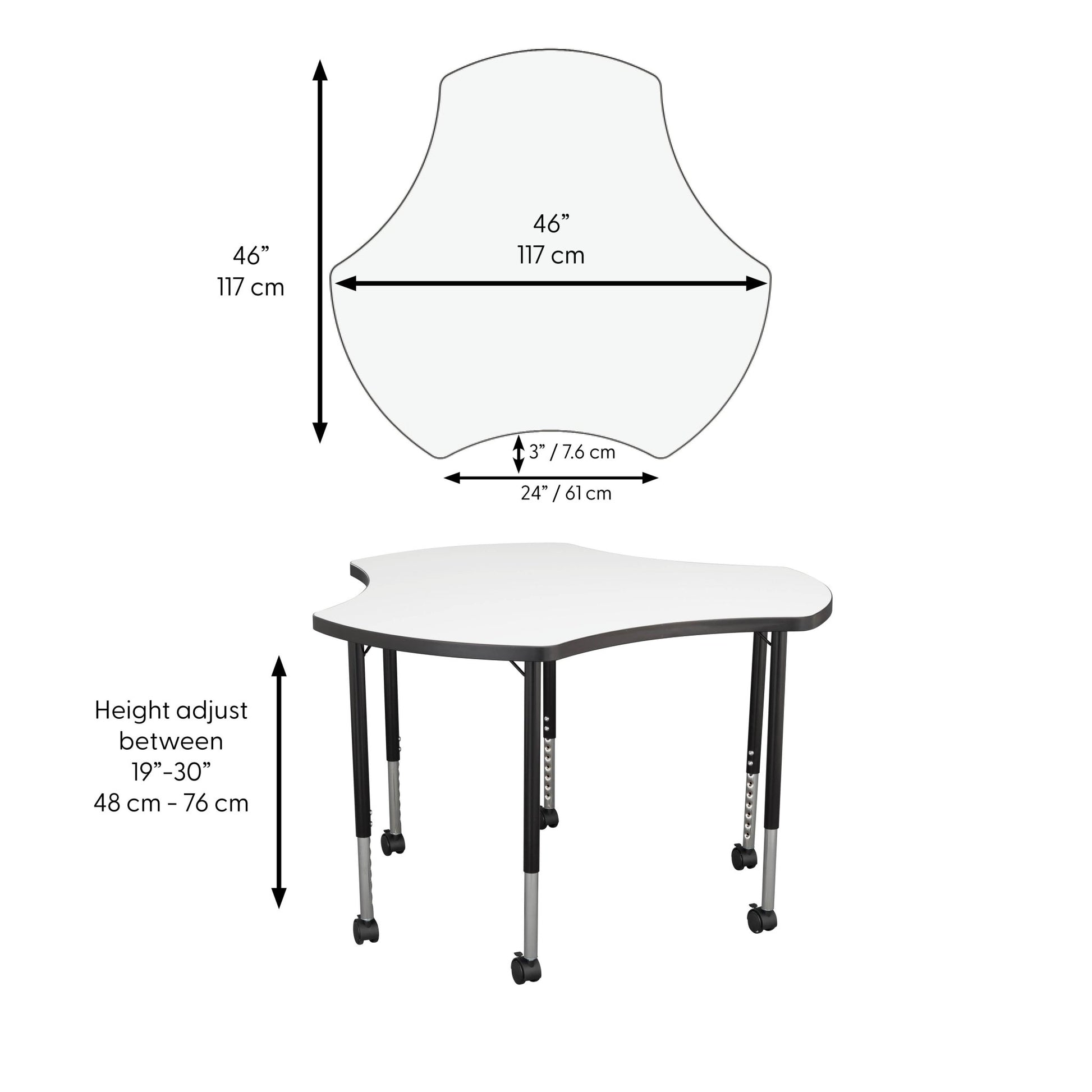 FDP 46" Cog Collaborative Dry - Erase Activity Table with Adjustable Mobile Legs (FDP - 12220 - XX) - SchoolOutlet