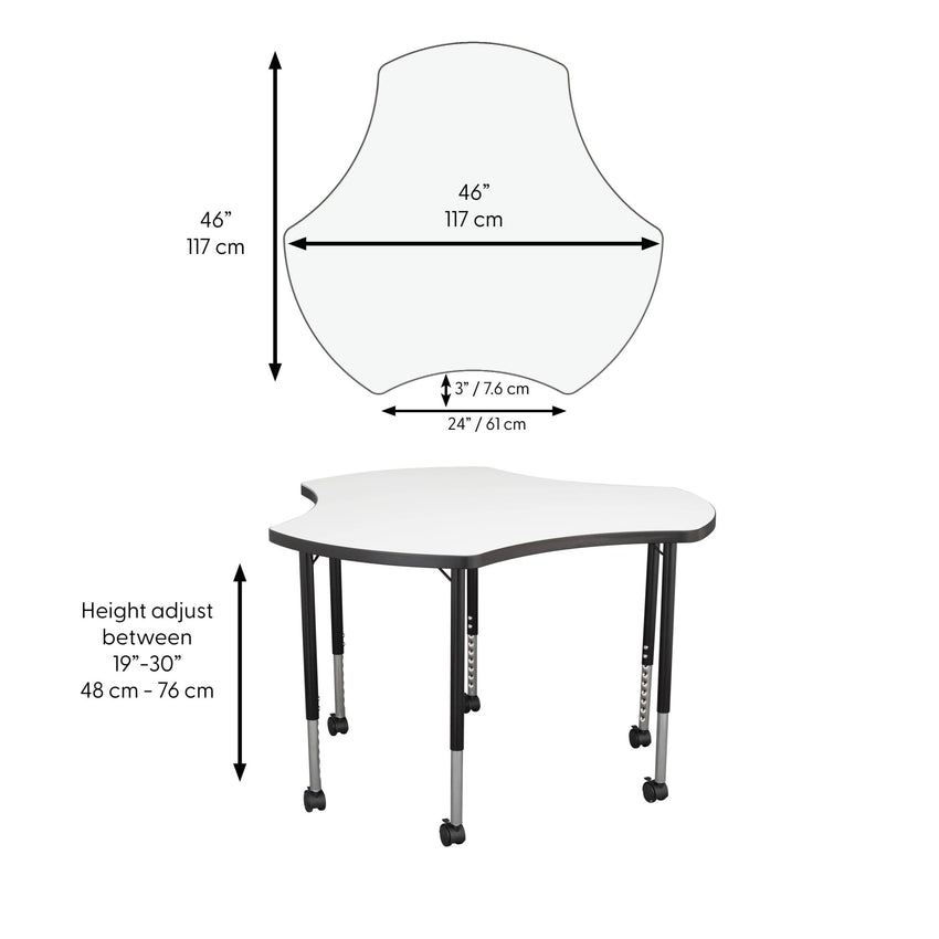 FDP 46" Cog Collaborative Dry - Erase Activity Table with Adjustable Mobile Legs (FDP - 12220 - XX) - SchoolOutlet