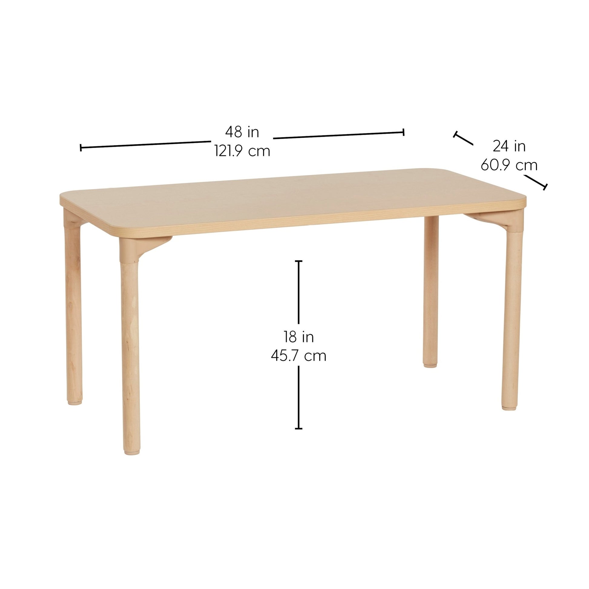 FDP 24" x 48" Rectangle All - Purpose Activity Table with 18" Wood Legs (FDP - 12238 - MPMG) - SchoolOutlet