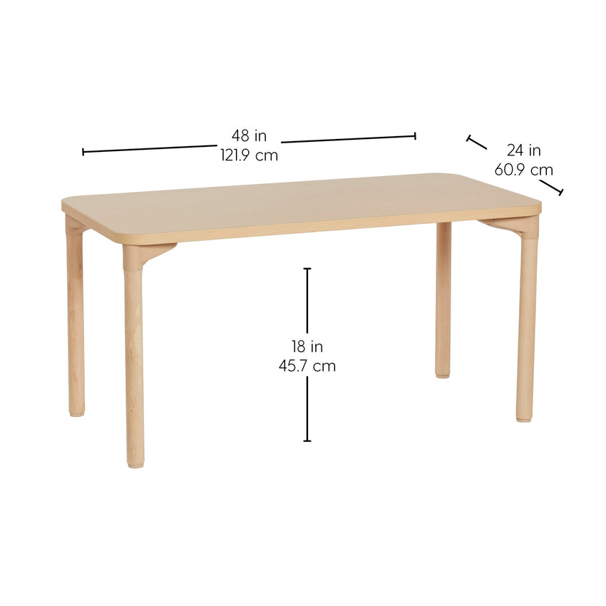 FDP 24" x 48" Rectangle All - Purpose Activity Table with 18" Wood Legs (FDP - 12238 - MPMG) - SchoolOutlet