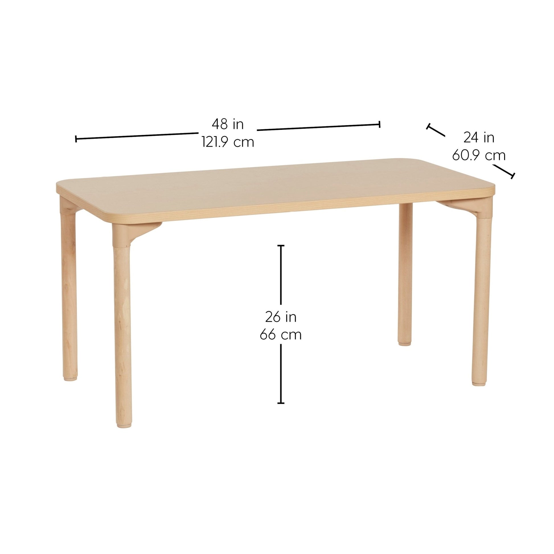 FDP 24" x 48" Rectangle All - Purpose Activity Table with 26" Wood Legs (FDP - 12242 - MPMG) - SchoolOutlet
