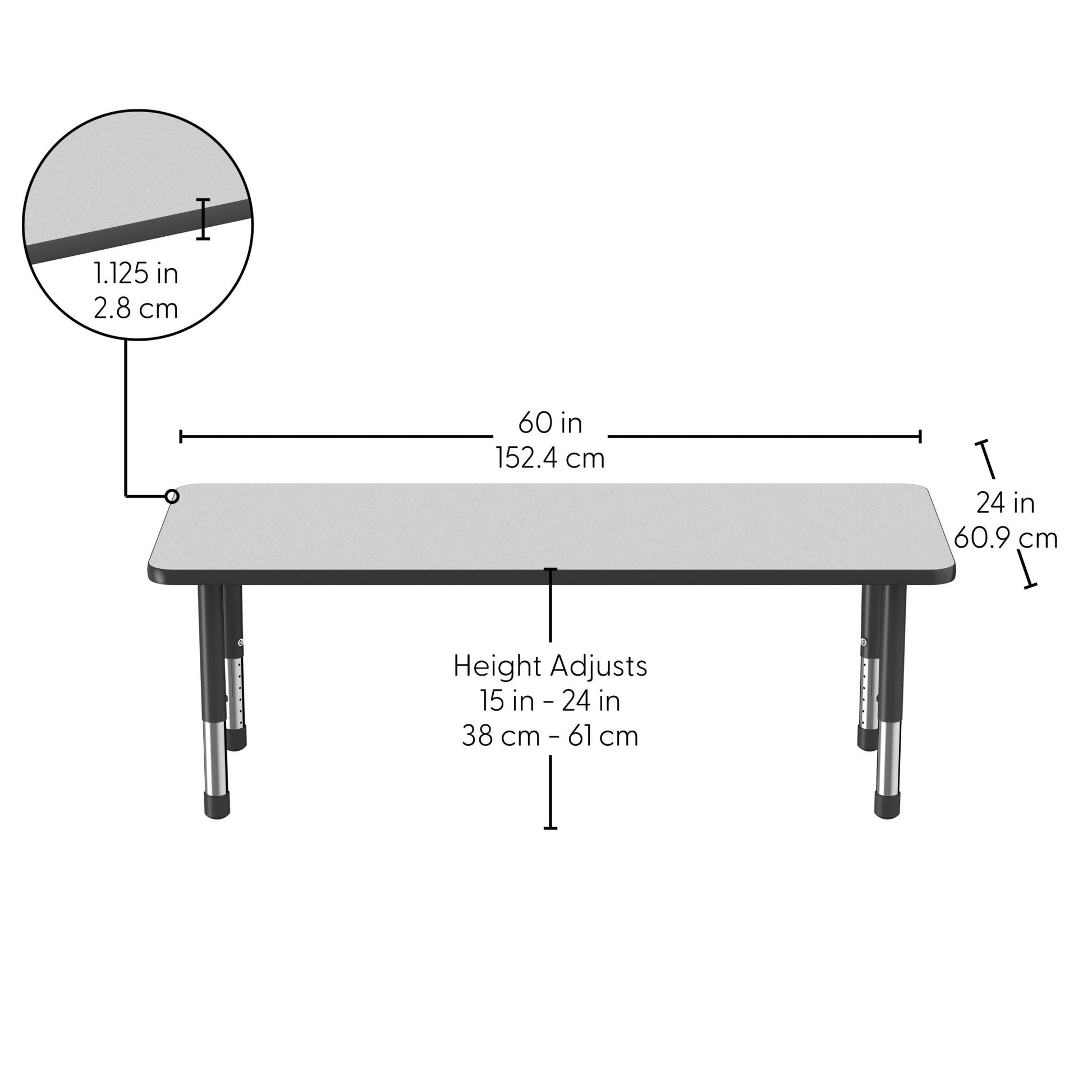 FDP 24" x 60" Rectangle Thermofused Activity Table with Adjustable Chunky Legs (FDP - 12712 - XX) - SchoolOutlet
