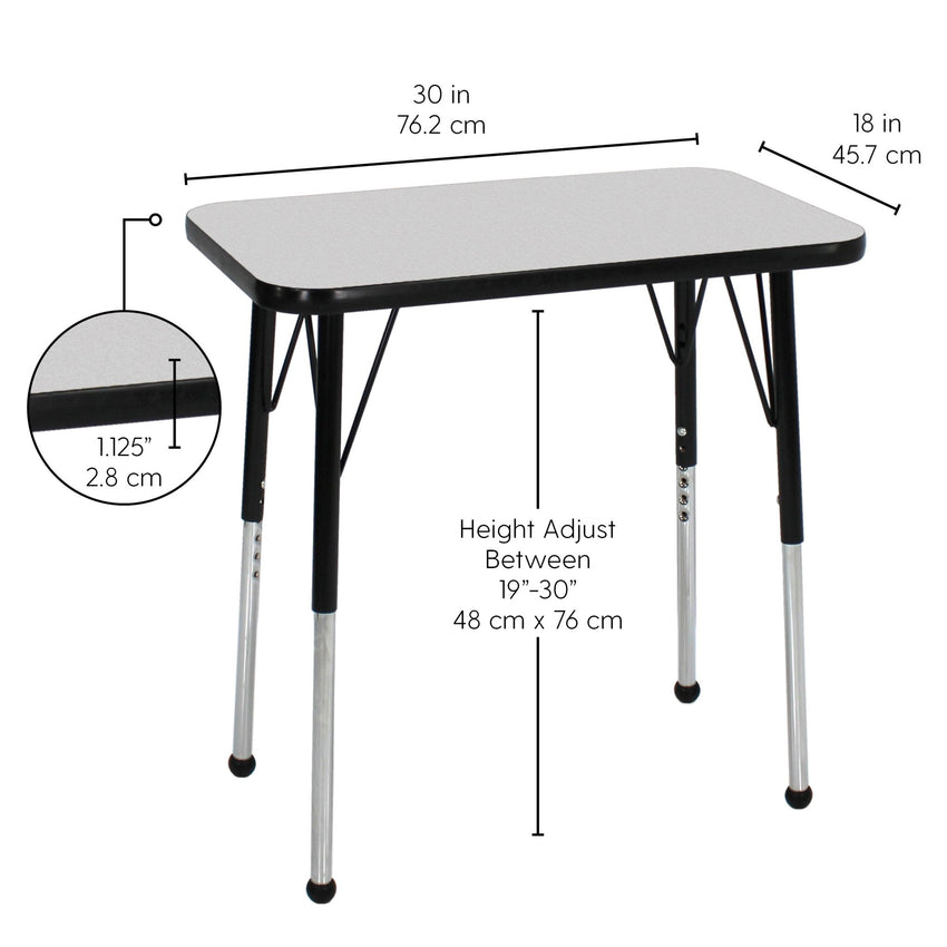 FDP 18" x 30" Rectangle T - Molding Activity Table with Adjustable Standard Ball Glide Legs (FDP - 12860 - XX) - SchoolOutlet