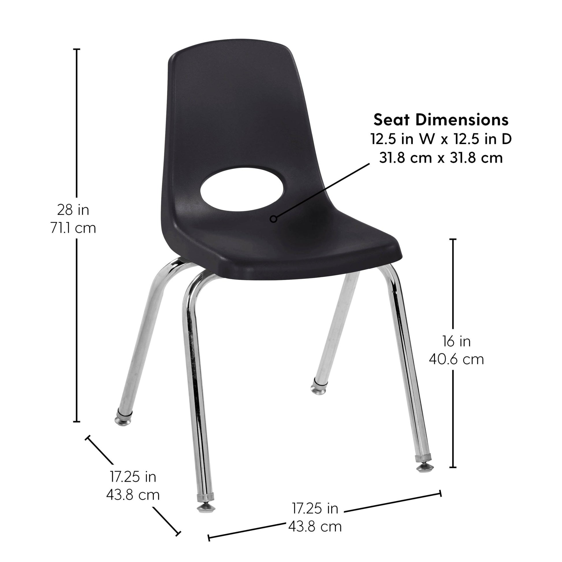 FDP Stackable School Chair with Swivel Glides - 16" Seat Height (FDP - 13049) - SchoolOutlet