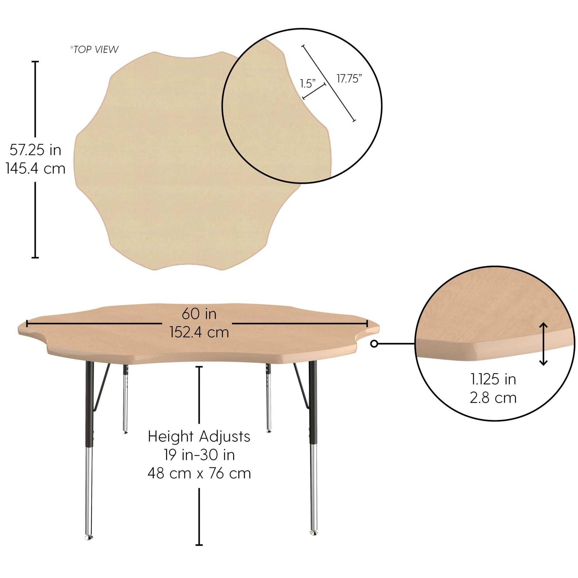 FDP 60" Flower La Madera Activity Table with Standard Legs (FDP - 13101 - XX) - SchoolOutlet