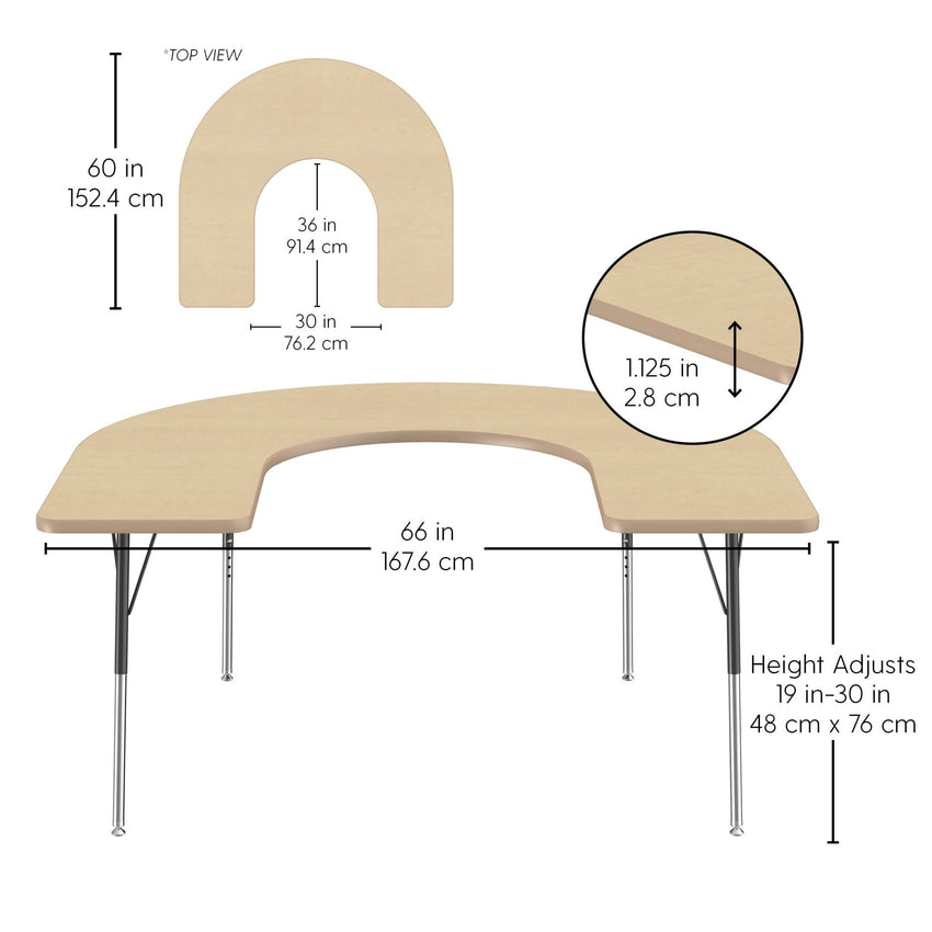 FDP 60" x 66" Horseshoe La Madera Activity Table with Standard Legs (FDP - 13103 - XX) - SchoolOutlet