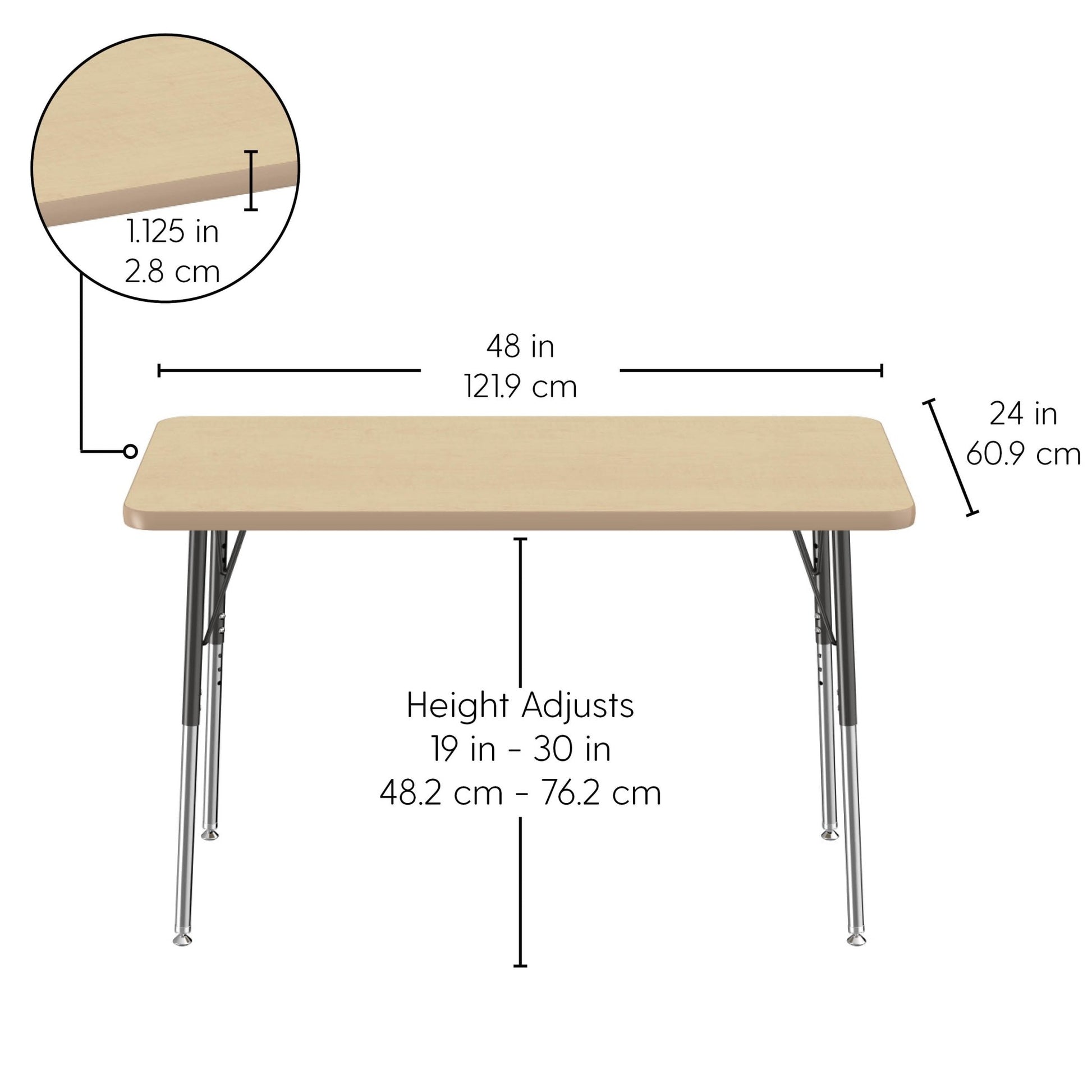 FDP 24" x 48" Rectangle La Madera Activity Table with Standard Legs (FDP - 13105 - XX) - SchoolOutlet