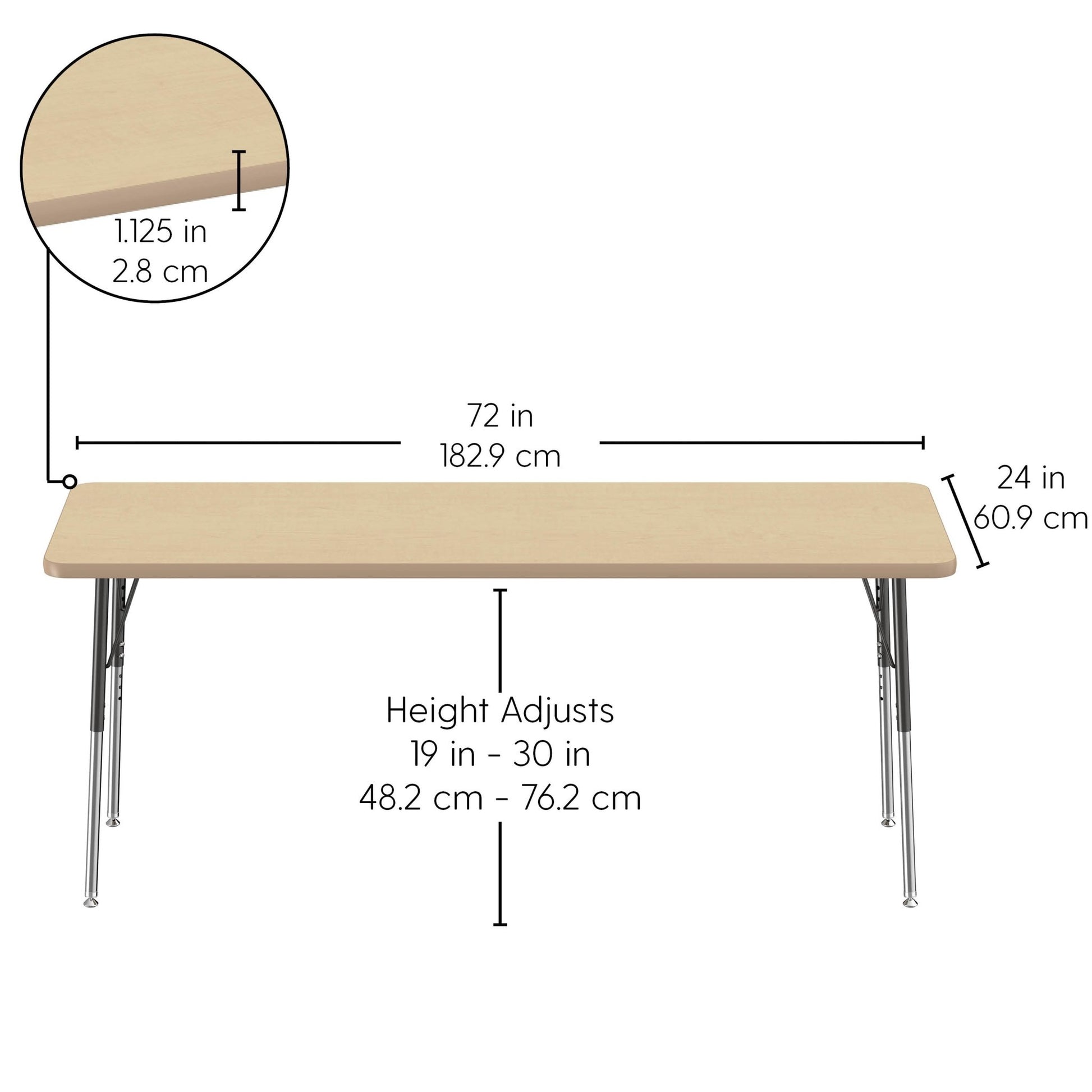 FDP 24" x 72" Rectangle La Madera Activity Table with Standard Legs (FDP - 13107 - XX) - SchoolOutlet