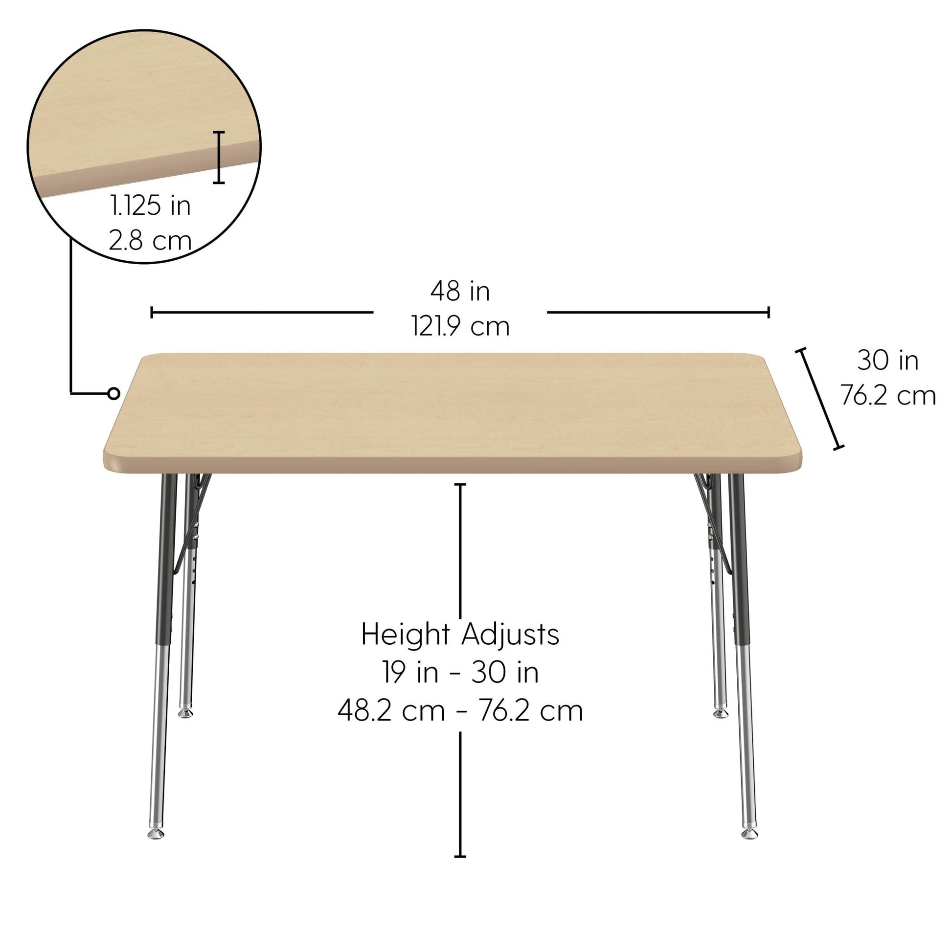 FDP 30" x 48" Rectangle La Madera Activity Table with Standard Legs (FDP - 13108 - XX) - SchoolOutlet