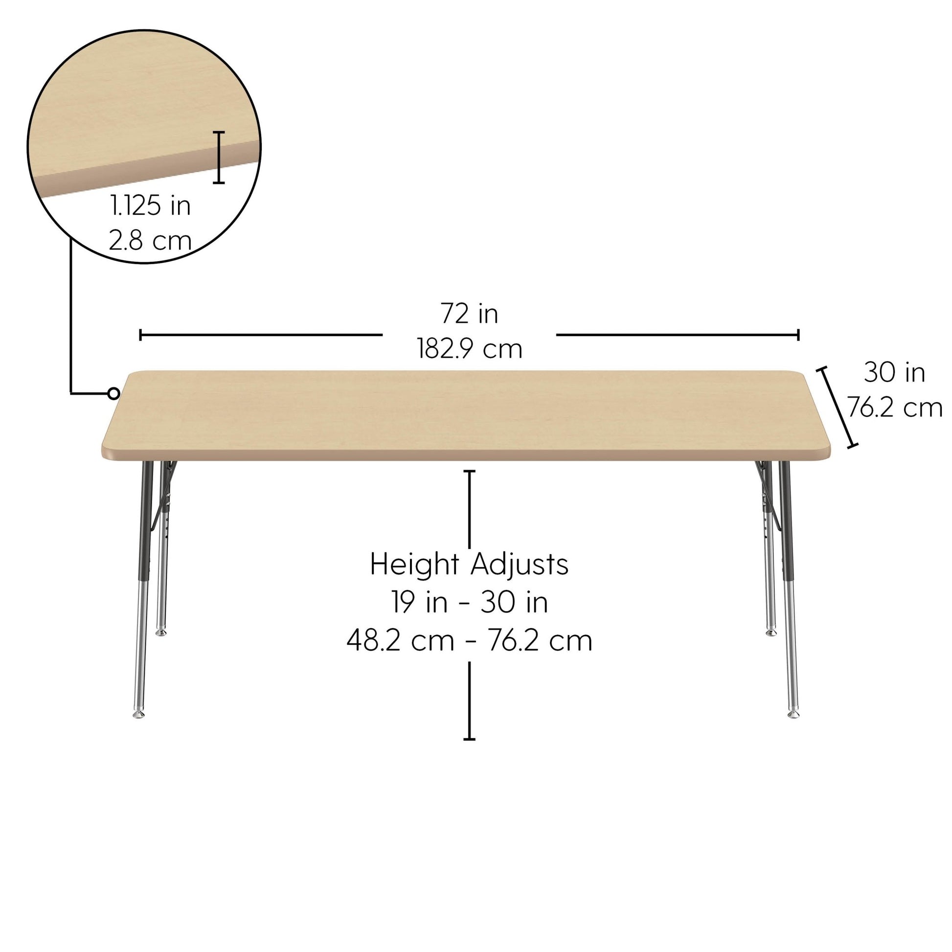 FDP 30" x 72" Rectangle La Madera Activity Table with Standard Legs (FDP - 13110 - XX) - SchoolOutlet