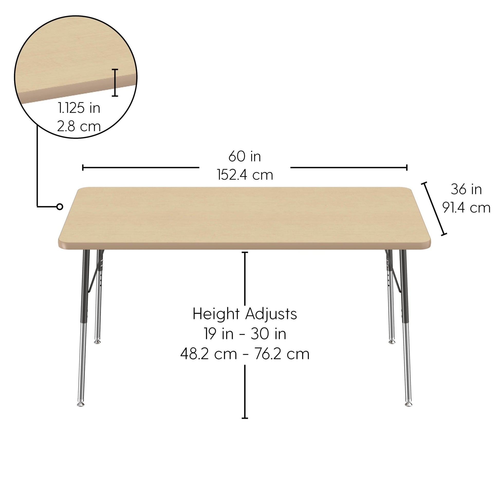 FDP 36" x 60" Rectangle La Madera Activity Table with Standard Legs (FDP - 13111 - XX) - SchoolOutlet