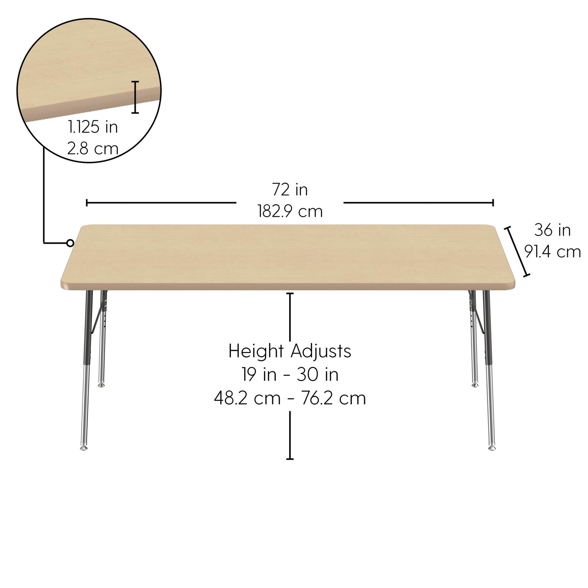 FDP 36" x 72" Rectangle La Madera Activity Table with Standard Legs (FDP - 13112 - XX) - SchoolOutlet