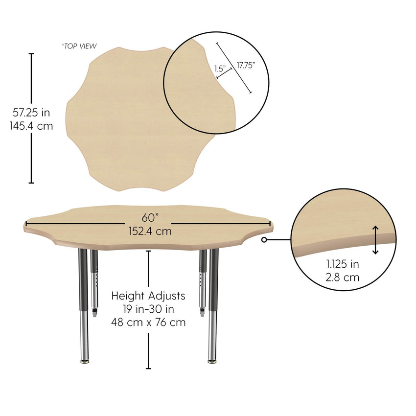 FDP 60" Flower La Madera Activity Table with Adjustable Super Legs (FDP - 13118 - XX) - SchoolOutlet