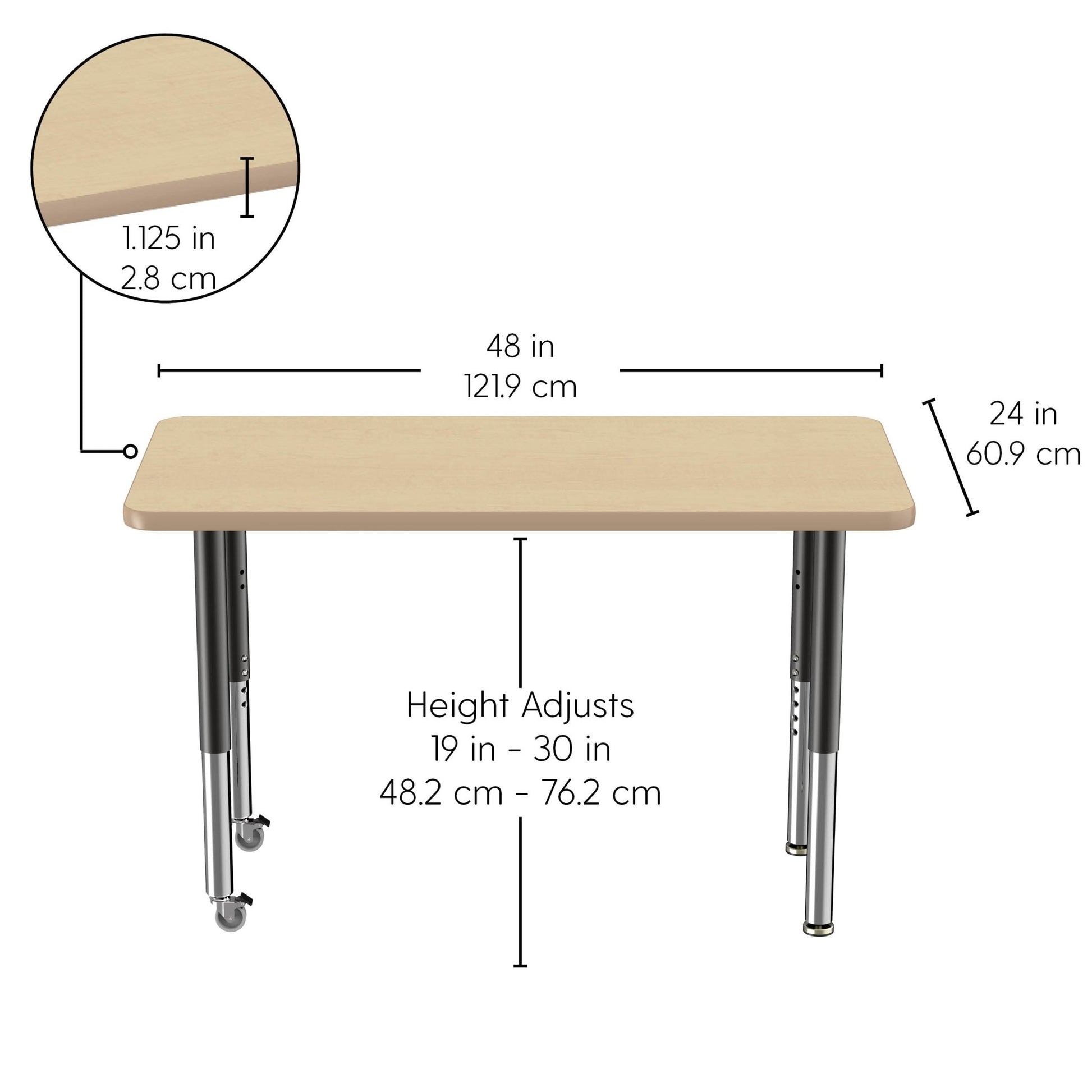 FDP 24" x 48" Rectangle La Madera Activity Table with Adjustable Super Legs (FDP - 13122 - XX) - SchoolOutlet
