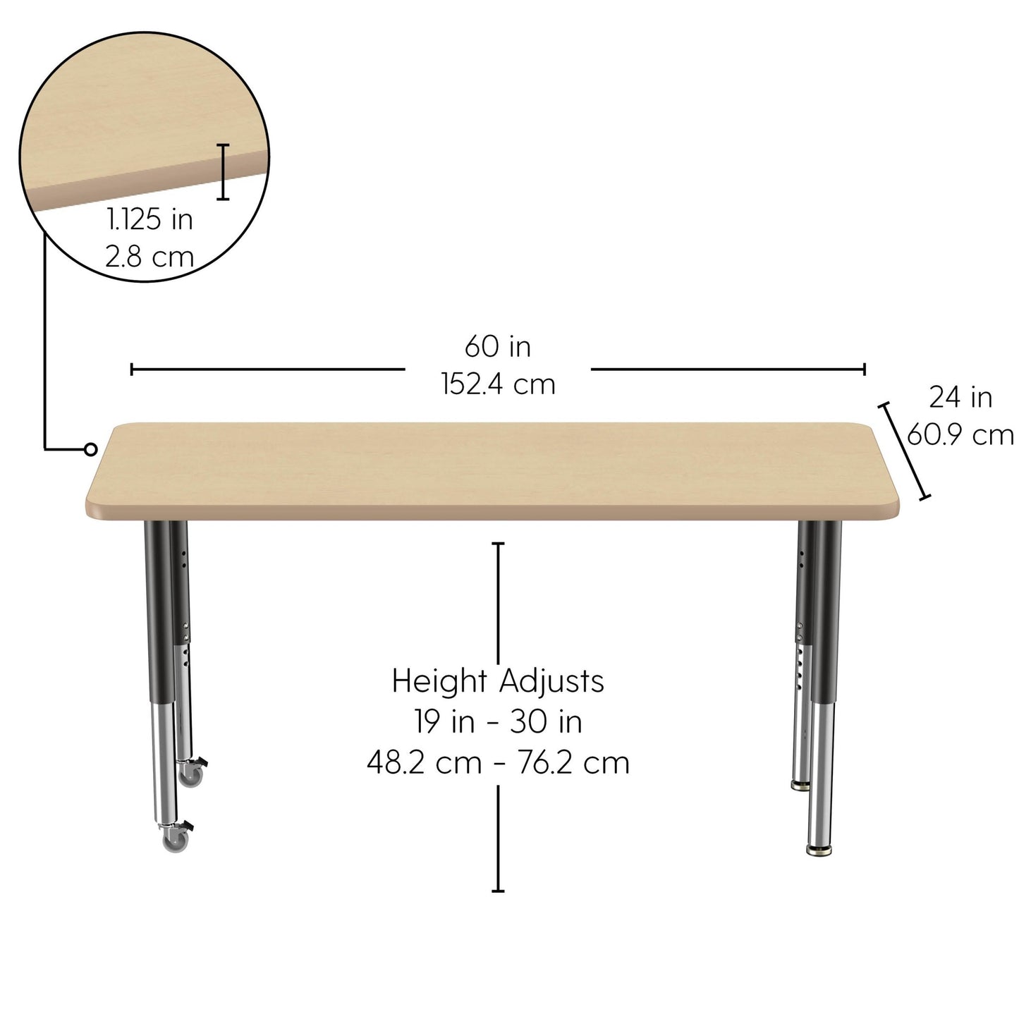 FDP 24" x 60" Rectangle La Madera Activity Table with Adjustable Super Legs (FDP - 13123 - XX) - SchoolOutlet