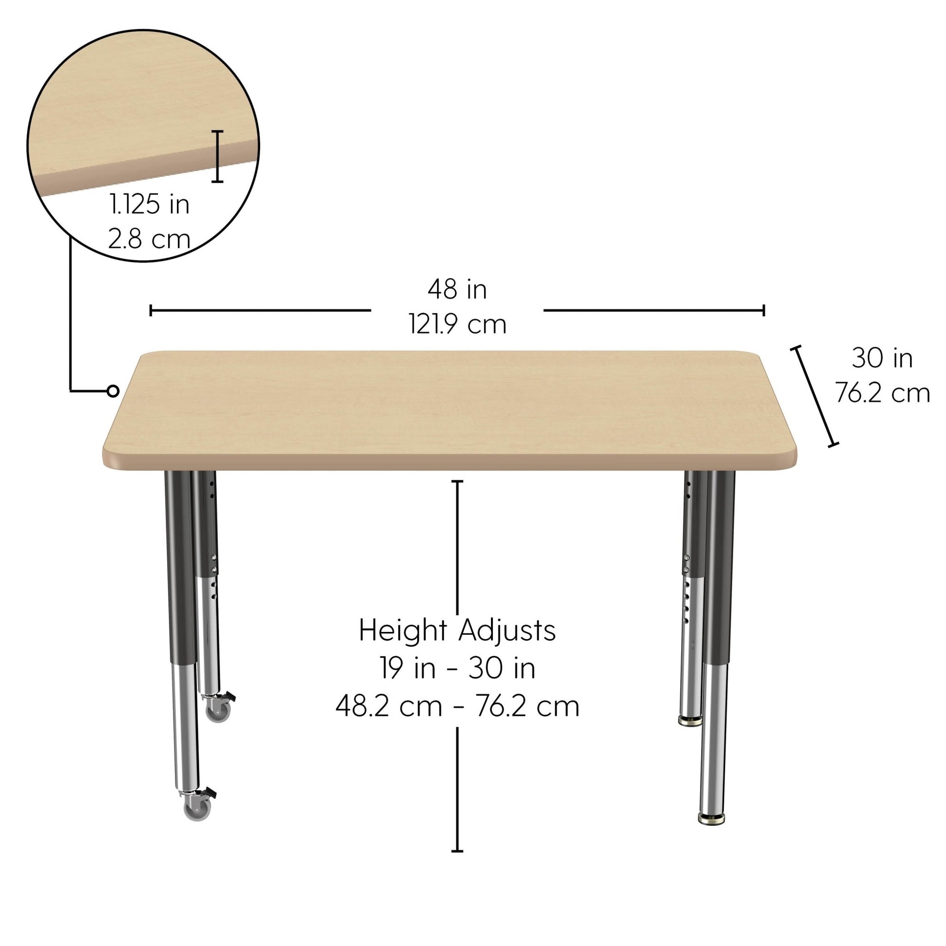 FDP 30" x 48" Rectangle La Madera Activity Table with Adjustable Super Legs (FDP - 13125 - XX) - SchoolOutlet