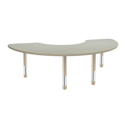FDP 36" x 72" Half Moon Woodgrain Activity Table with Adjustable Chunky Legs - Asian Sand / Sand (FDP-13307-XX)