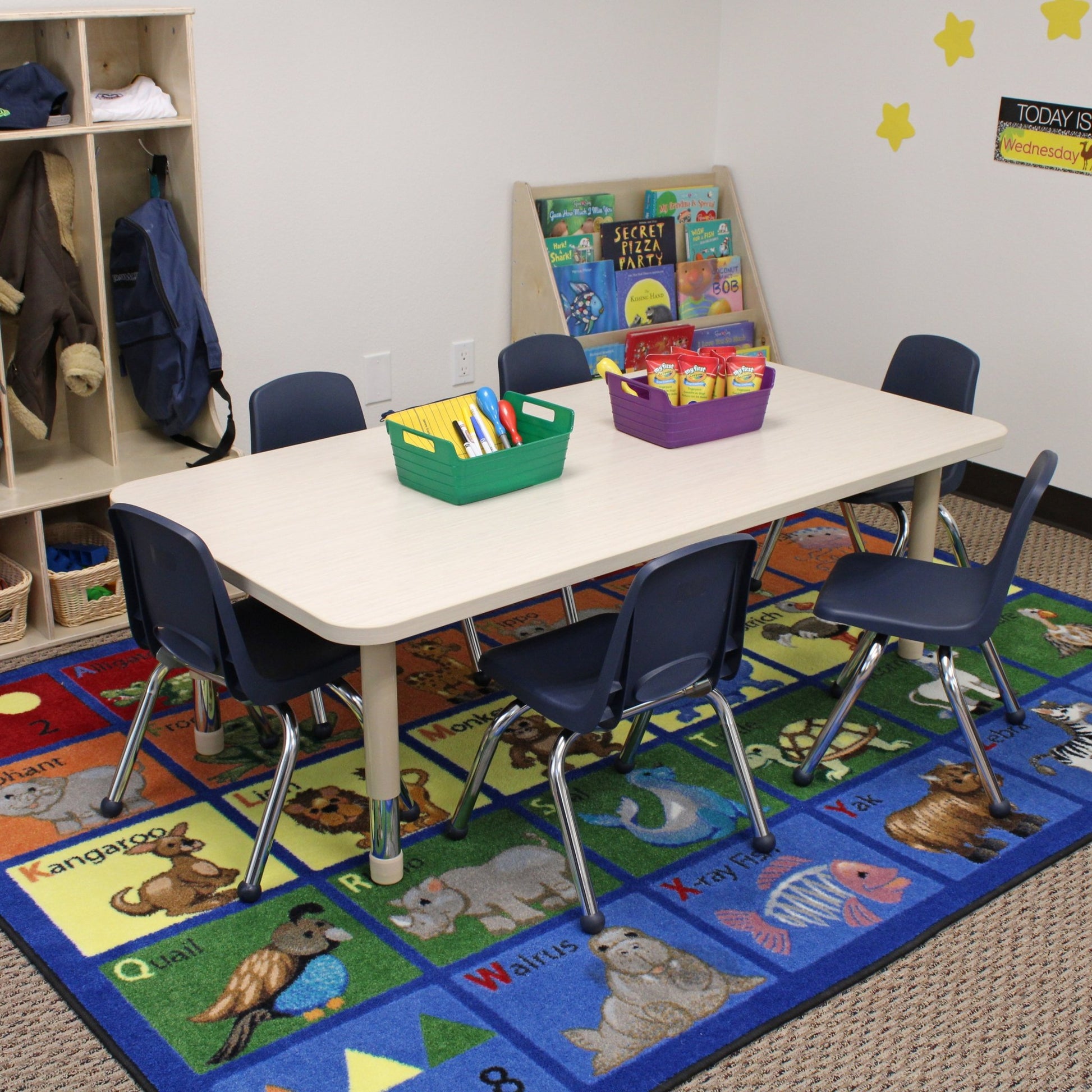 FDP 30" x 60" Rectangle Woodgrain Activity Table with Adjustable Chunky Legs - Asian Sand / Sand (FDP - 13315 - XX) - SchoolOutlet