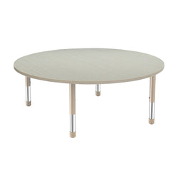 FDP 48" Round Woodgrain Activity Table with Adjustable Chunky Legs - Asian Sand / Sand (FDP-13320-XX)