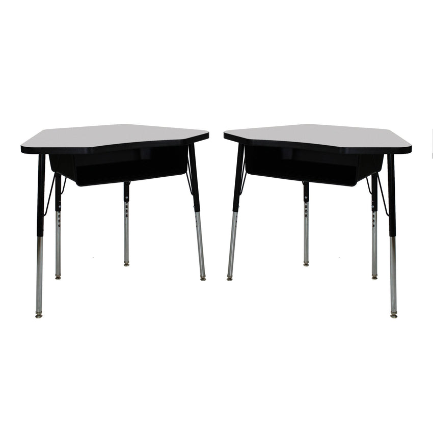 FDP 24" x 36" Petal Book Box Desk with Adjustable Standard Swivel Glide Legs, 2 - Piece (FDP - 13869 - XX) - SchoolOutlet