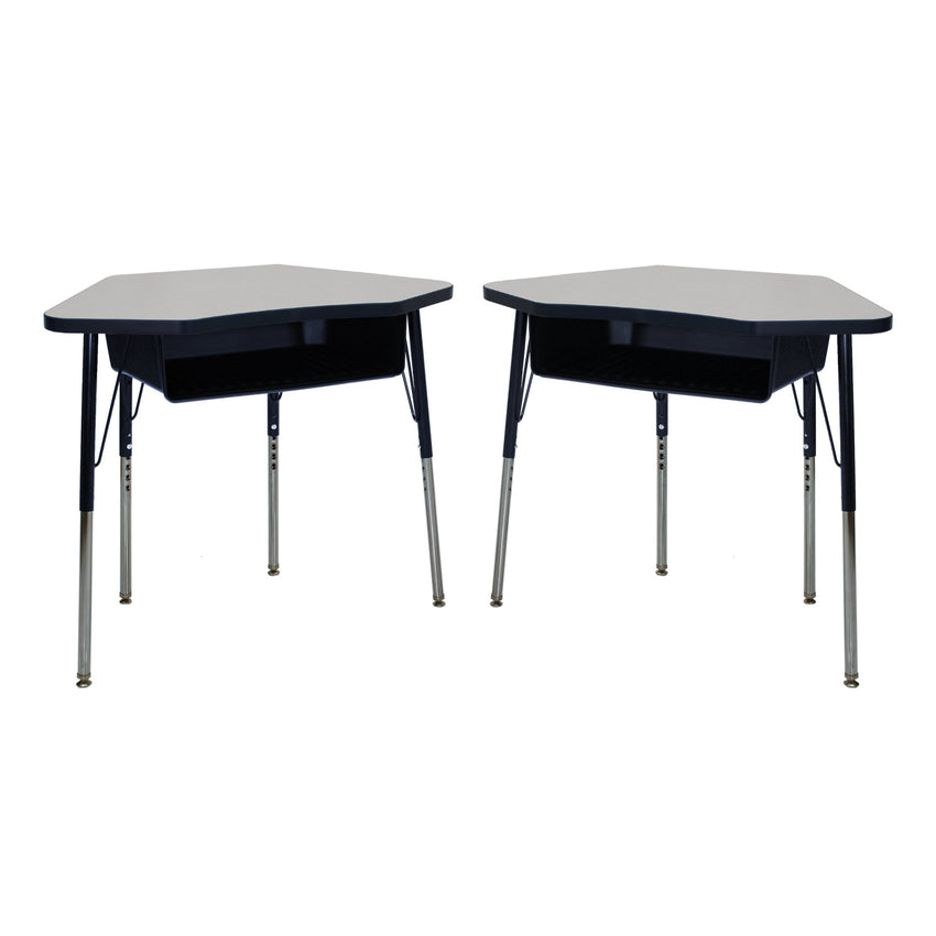 FDP 24" x 36" Petal Book Box Desk with Adjustable Standard Swivel Glide Legs, 2 - Piece (FDP - 13869 - XX) - SchoolOutlet