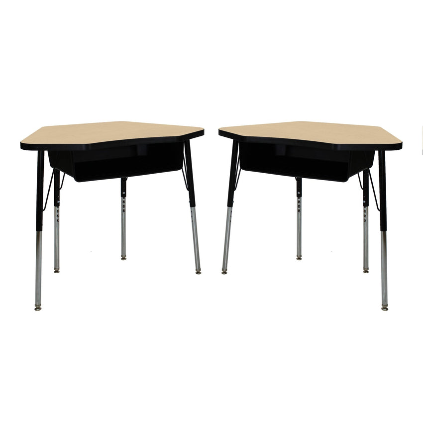 FDP 24" x 36" Petal Book Box Desk with Adjustable Standard Swivel Glide Legs, 2 - Piece (FDP - 13869 - XX) - SchoolOutlet
