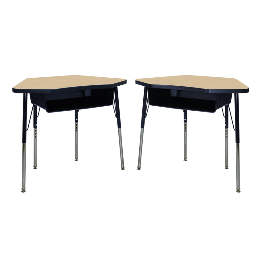 FDP 24" x 36" Petal Book Box Desk with Adjustable Standard Swivel Glide Legs, 2 - Piece (FDP - 13869 - XX) - SchoolOutlet