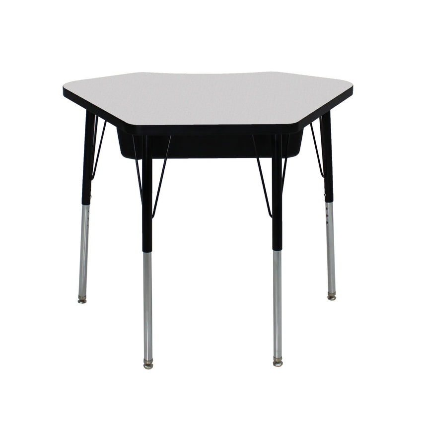 FDP 24" x 36" Petal Book Box Desk with Adjustable Standard Swivel Glide Legs, 2 - Piece (FDP - 13869 - XX) - SchoolOutlet