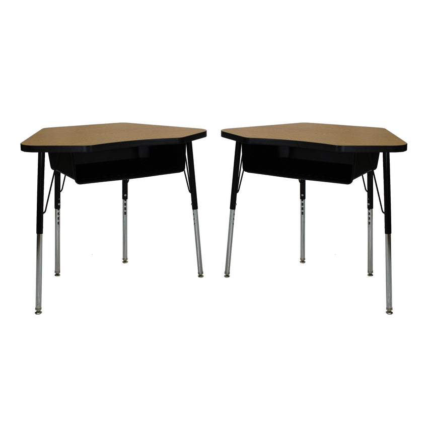 FDP 24" x 36" Petal Book Box Desk with Adjustable Standard Swivel Glide Legs, 2 - Piece (FDP - 13869 - XX) - SchoolOutlet