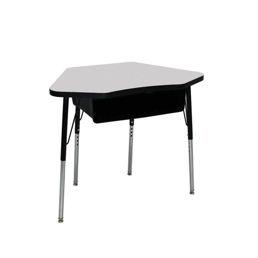 FDP 24" x 36" Petal Book Box Desk with Adjustable Standard Swivel Glide Legs, 2 - Piece (FDP - 13869 - XX) - SchoolOutlet
