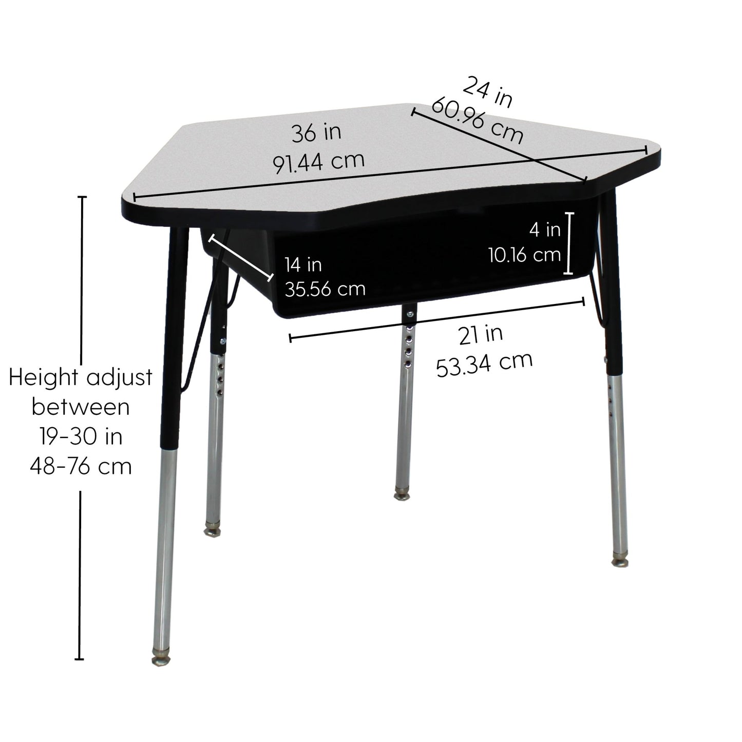 FDP 24" x 36" Petal Book Box Desk with Adjustable Standard Swivel Glide Legs, 2 - Piece (FDP - 13869 - XX) - SchoolOutlet