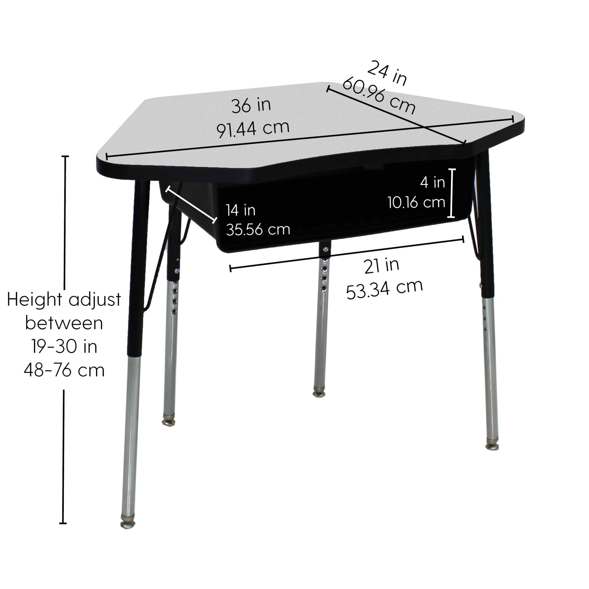FDP 24" x 36" Petal Book Box Desk with Adjustable Standard Swivel Glide Legs, 2 - Piece (FDP - 13869 - XX) - SchoolOutlet