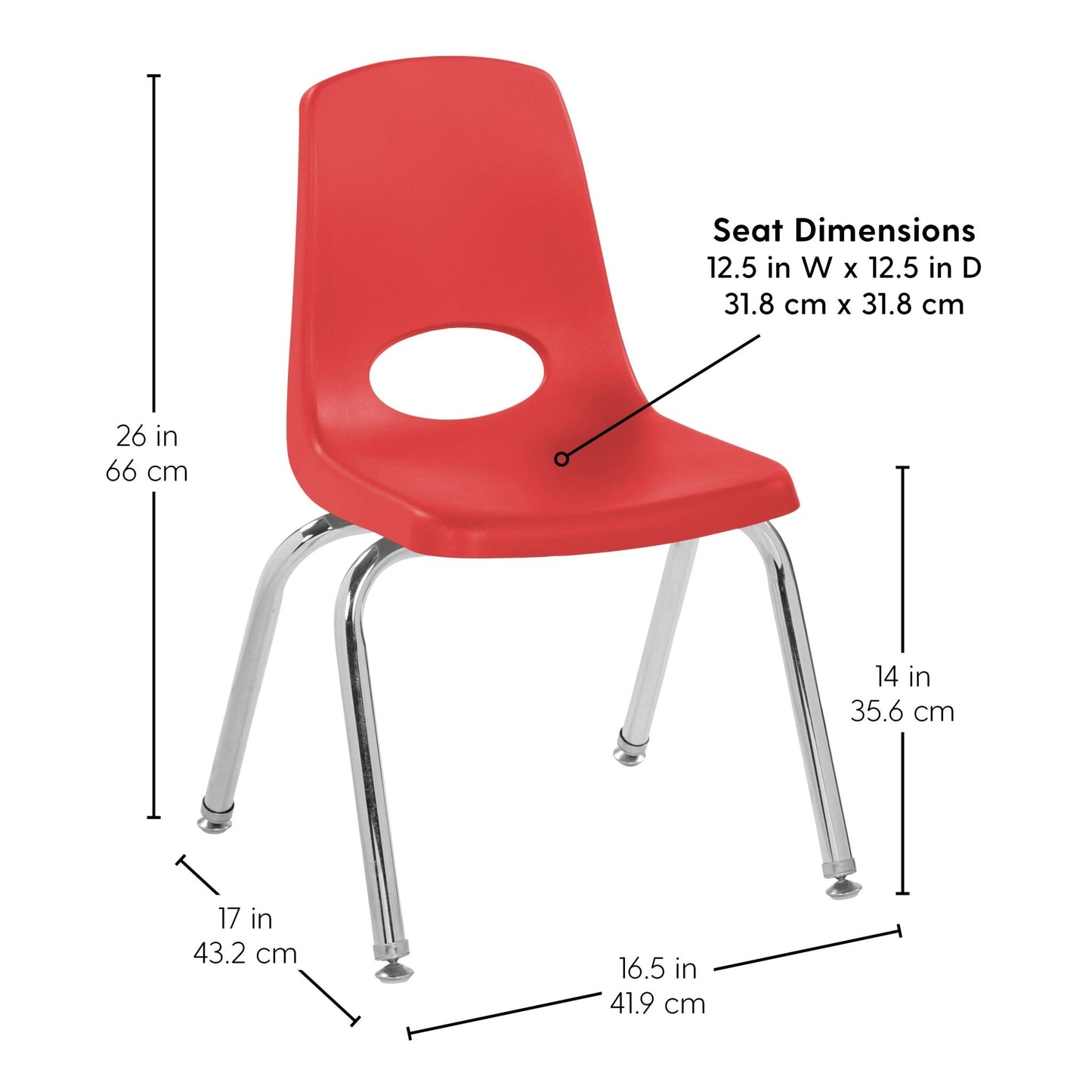 FDP Stackable School Chair with Swivel Glides - 14" Seat Height (FDP - 14006) - SchoolOutlet