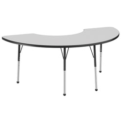 FDP 36" x 72" Half Moon Thermofused Activity Table with Adjustable Standard Ball Glide Legs (FDP-14777-XX)
