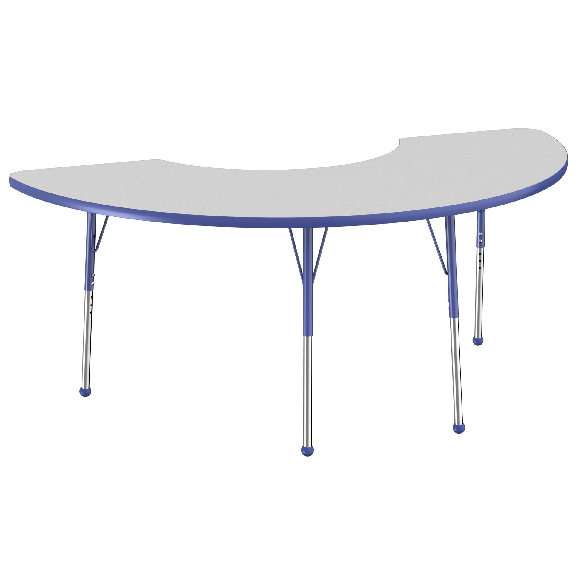 FDP 36" x 72" Half Moon Thermofused Activity Table with Adjustable Standard Ball Glide Legs (FDP - 14777 - XX) - SchoolOutlet