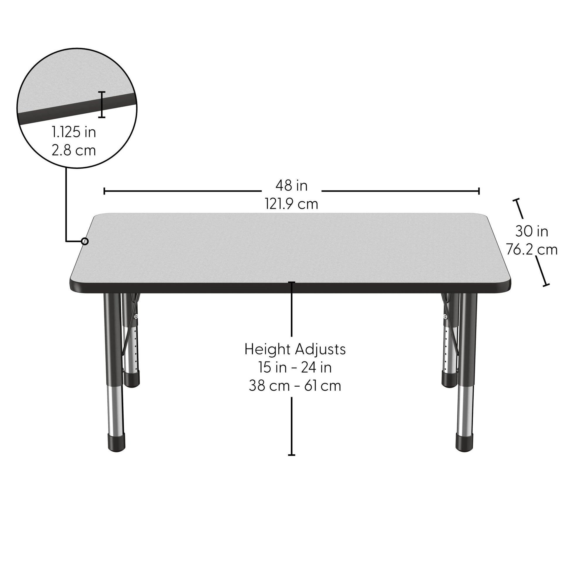 FDP 30" x 48" Rectangle Thermofused Activity Table with Adjustable Chunky Legs (FDP - 14789 - XX) - SchoolOutlet