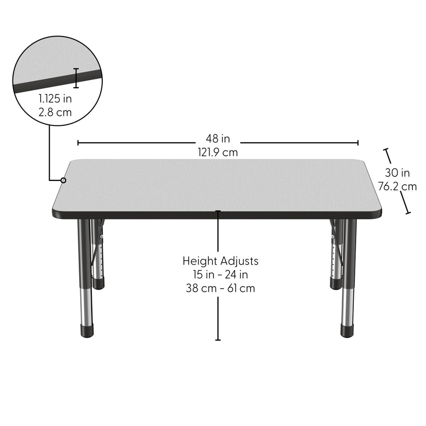 FDP 30" x 48" Rectangle Thermofused Activity Table with Adjustable Chunky Legs (FDP - 14789 - XX) - SchoolOutlet