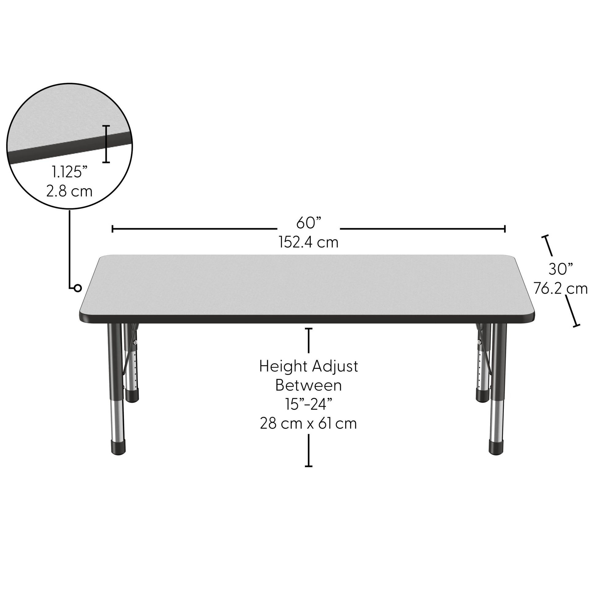 FDP 30" x 60" Rectangle Thermofused Activity Table with Adjustable Chunky Legs (FDP - 14790 - XX) - SchoolOutlet