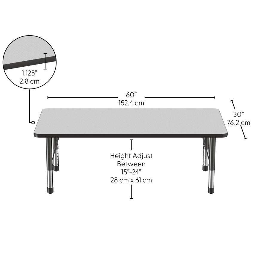 FDP 30" x 60" Rectangle Thermofused Activity Table with Adjustable Chunky Legs (FDP - 14790 - XX) - SchoolOutlet