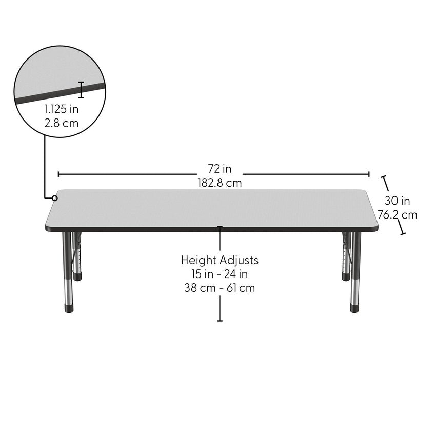 FDP 30" x 72" Rectangle Thermofused Activity Table with Adjustable Chunky Legs (FDP - 14791 - XX) - SchoolOutlet