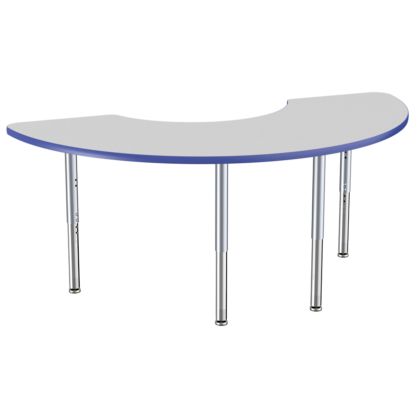 FDP 36" x 72" Half Moon Thermofused Activity Table with Adjustable Super Legs (FDP - 14793 - XX) - SchoolOutlet
